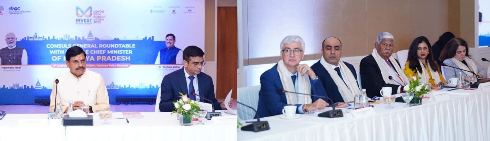 Read more about the article मुंबई में मध्यप्रदेश सरकार का Diplomatic Roundtable — 13 देशों के राजनयिकों ने दिखाई निवेश में दिलचस्पी, सीएम मोहन यादव बोले: “MP अब अवसरों का ग्लोबल हब बनने को तैयार”