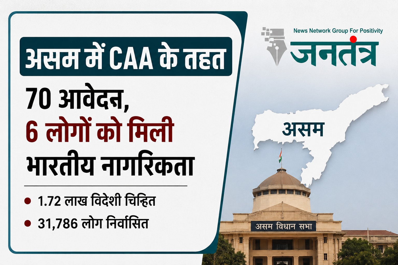 Read more about the article CAA Assam Update: असम में नागरिकता आवेदन की बढ़ी रफ्तार, 70 लोगों ने किया आवेदन; छह को मिली मंजूरी, हजारों विदेशी हुए निर्वासित