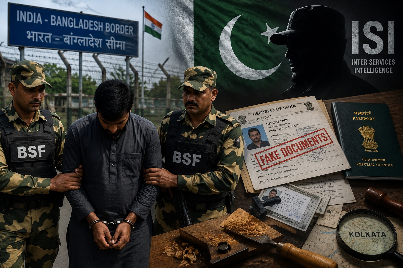 You are currently viewing बंगाल बॉर्डर से पाकिस्तानी जासूस गिरफ्तार: ISI से कनेक्शन, फर्जी दस्तावेजों से भारत में रह रहा था
